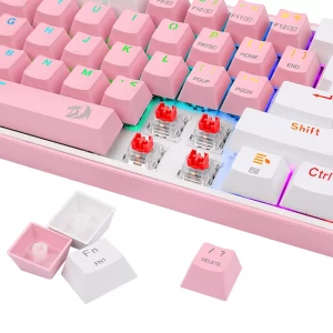 Teclado Redragon Fizz Pro Rosa/Blanco Mecánico RGB - Imagen 4