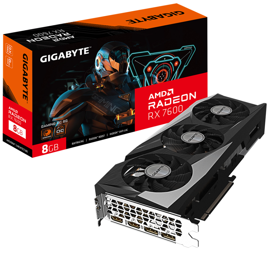 Imagen de GPU Gigabyte Radeon RX7600 Gaming OC 8Gb