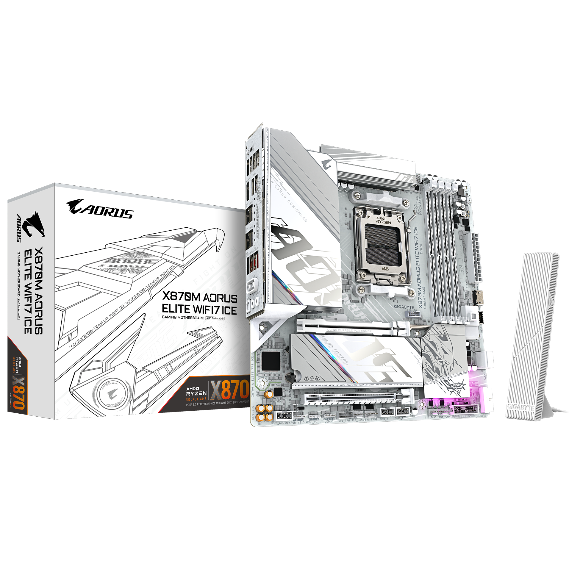 Imagen de Mother Gigabyte X870M Aorus Elite Ice WiFi 7