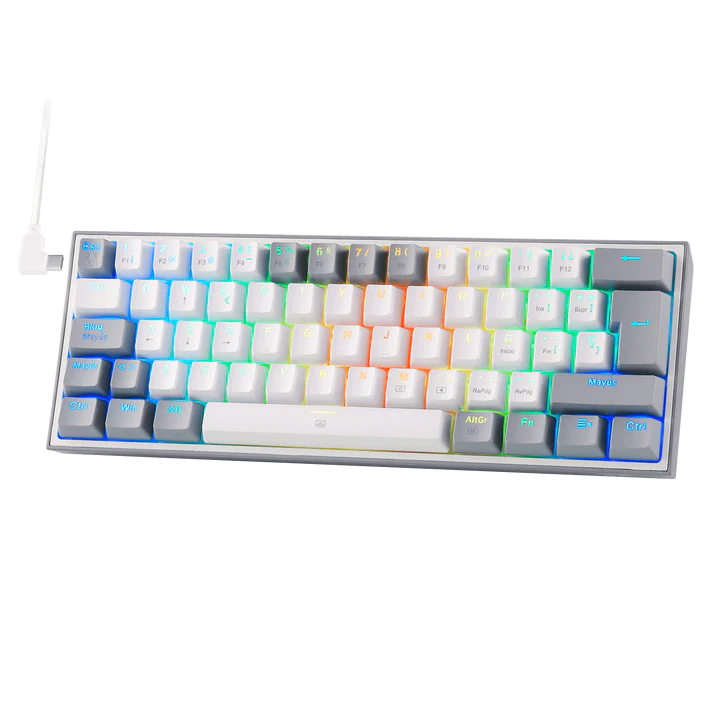 Imagen de Teclado Redragon Fizz Blanco/Gris K617-RGB Mecánico Switch Red