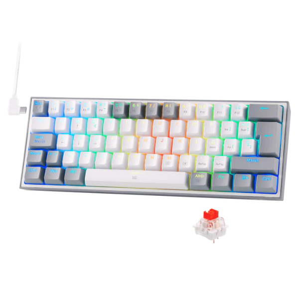 Teclado Redragon Fizz Blanco/Gris K617-RGB Mecánico Switch Red